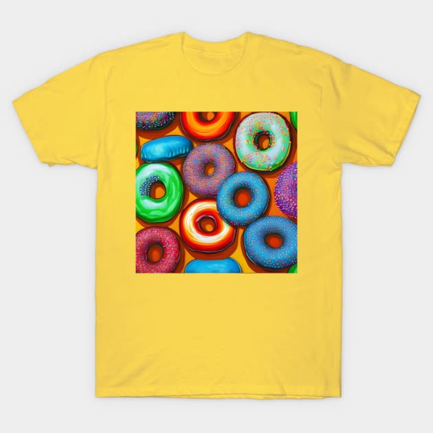 Colorful Donuts Orange T-Shirt by BlakCircleGirl